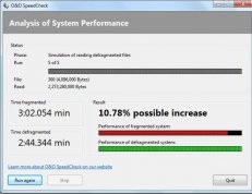 Оценка степени дефрагментации от O&O Software.